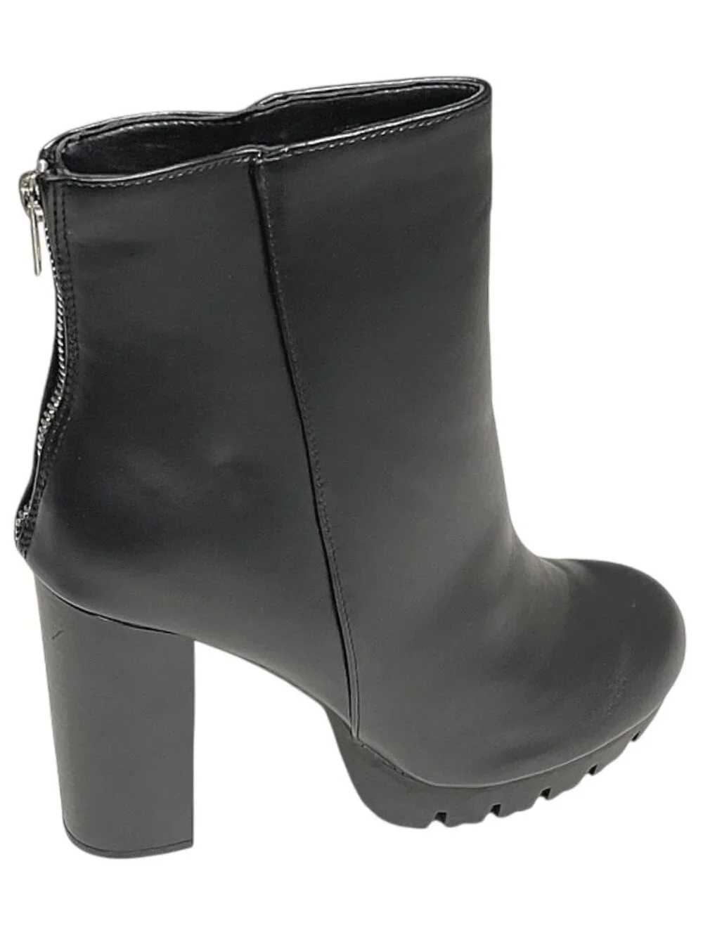 Wild Diva Chunky Heel Platform Lug Sole Back Zip High Ankle Boots